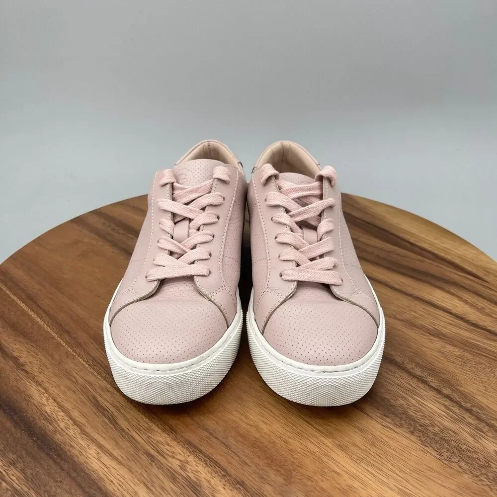 Greats Brooklyn Shoes Womens Size 7.5 Pink Perforated Leather Casual Sneakers